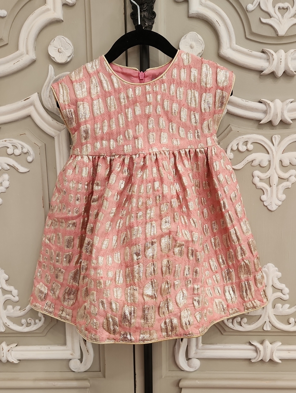 Mimisol Girls Pink Dress with Gold Metallic Accents Size 2